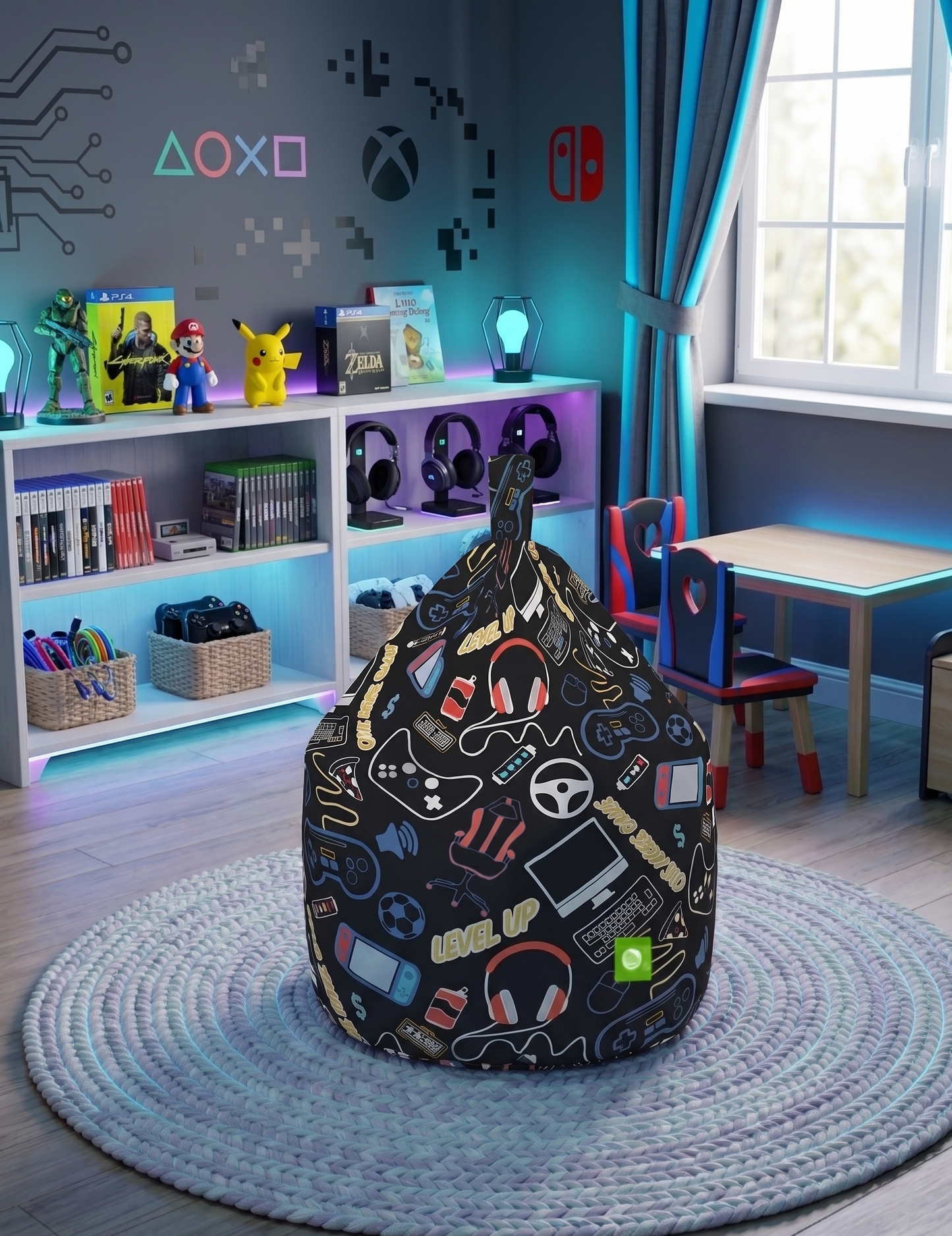 Cotton Black Gaming Bean Bag Child Size