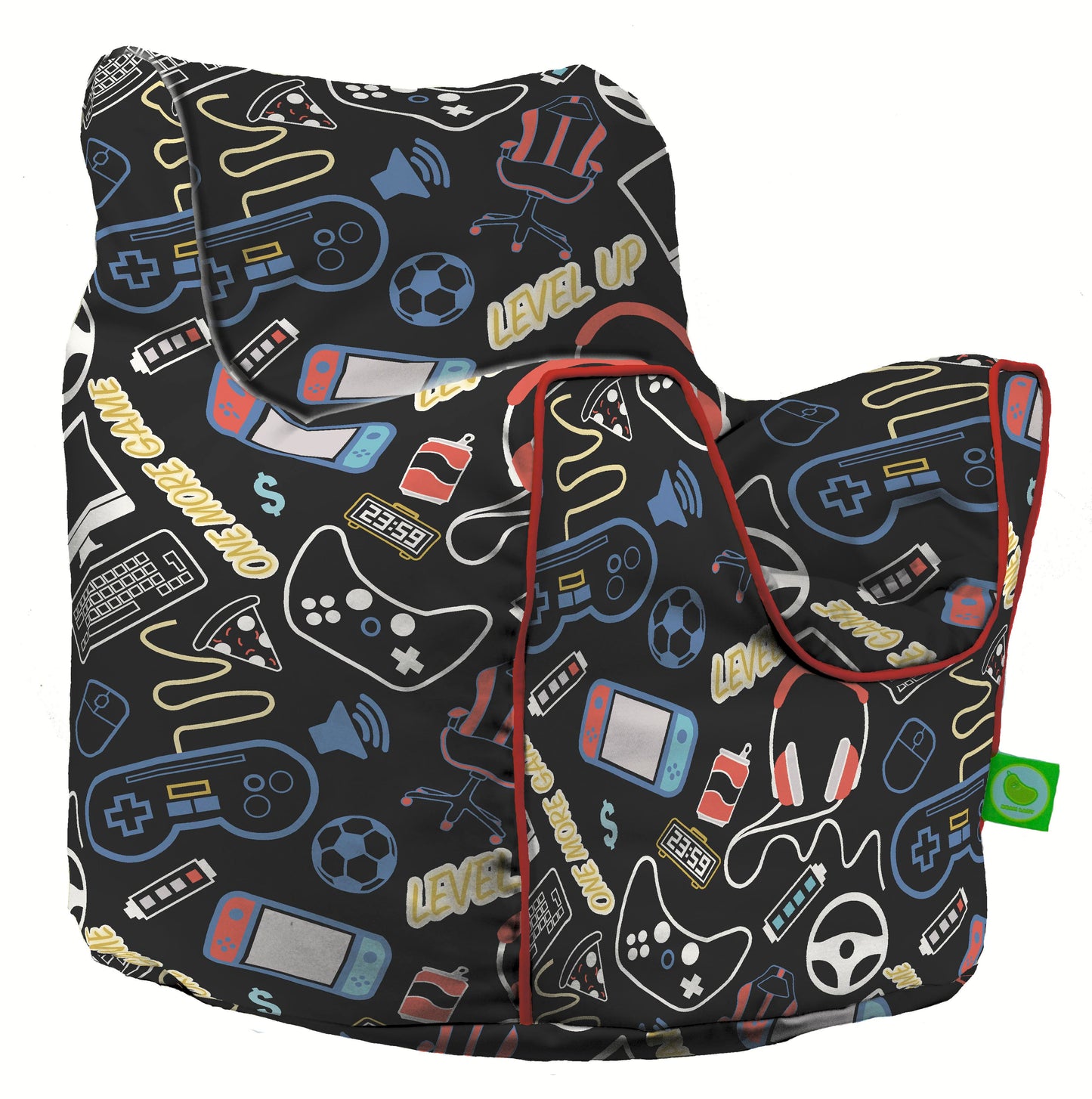 Cotton Black Gaming Bean Bag Arm Chair Toddler Size
