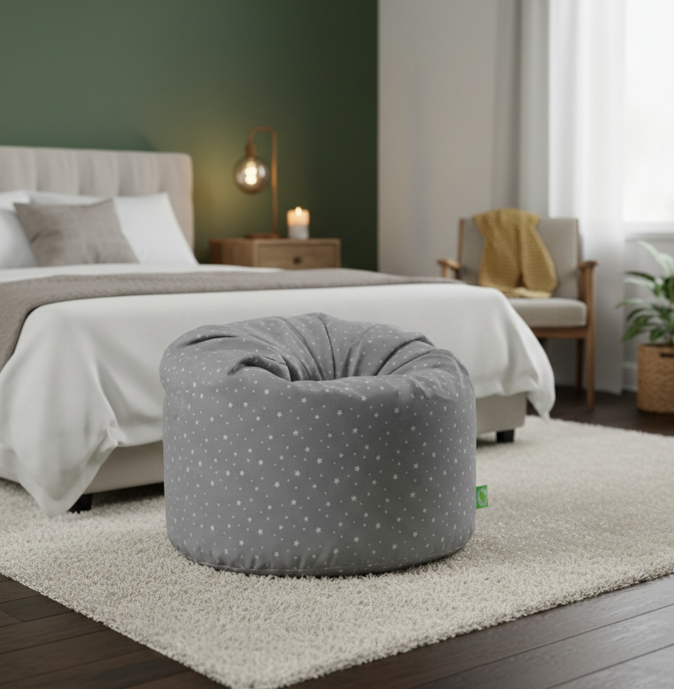 Large Grey Stars Cotton Bean Bag (Filled)