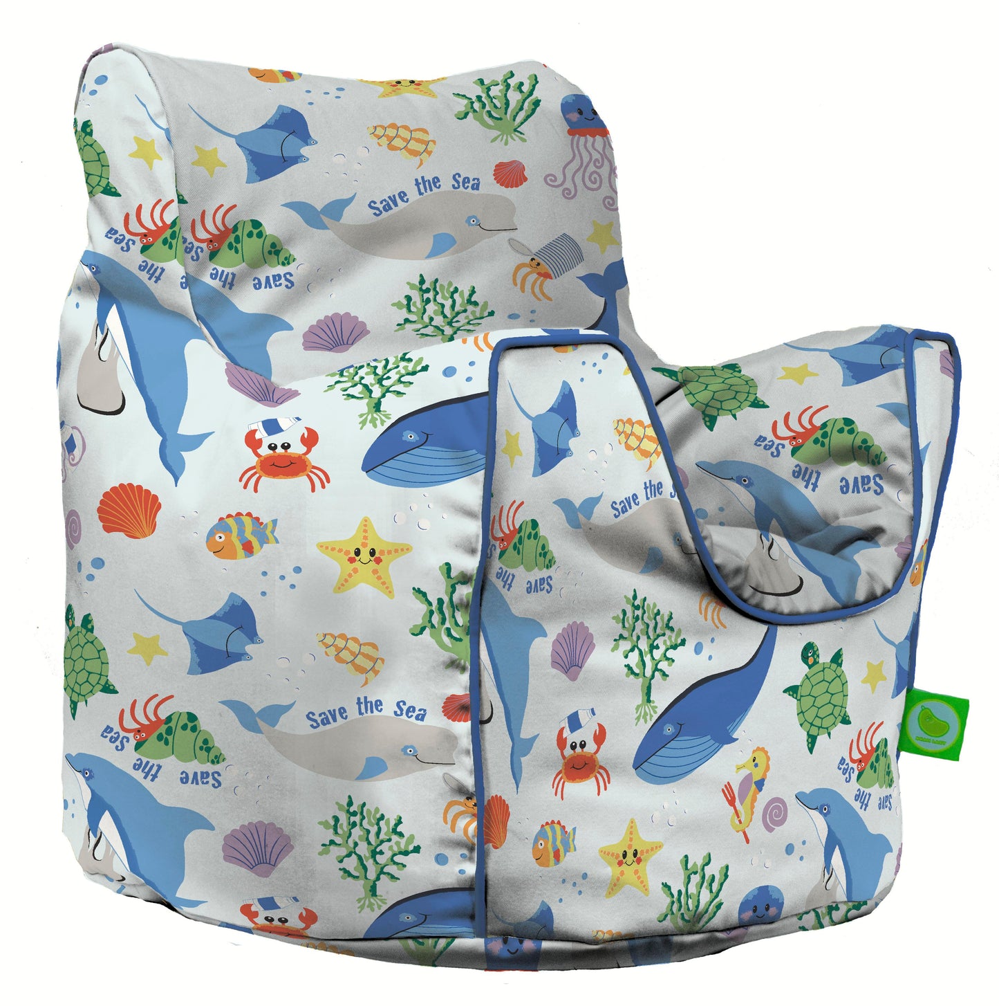 Cotton Save Our Sea Bean Bag Arm Chair Toddler Size