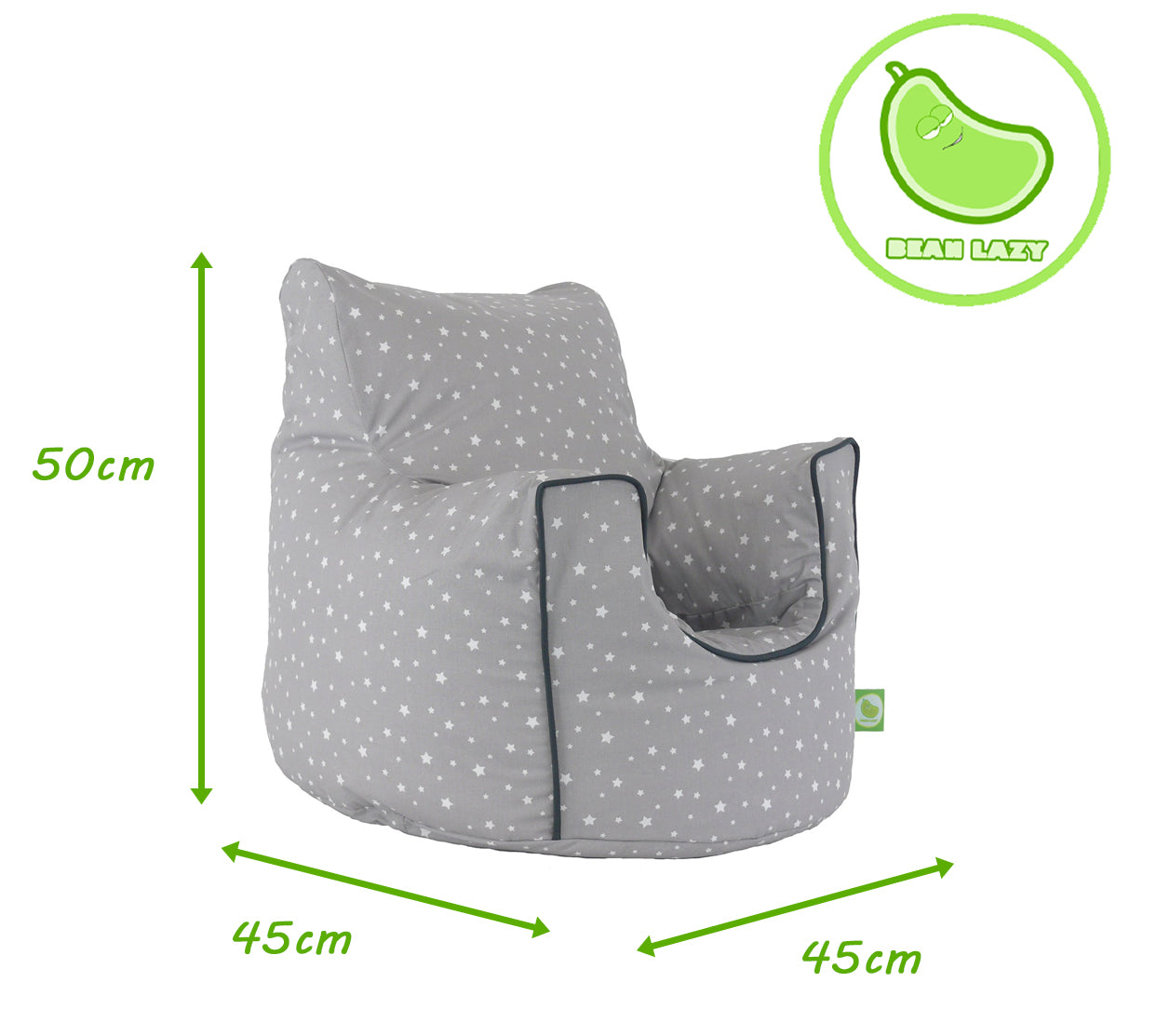 Cotton Grey Stars Bean Bag Arm Chair Toddler Size