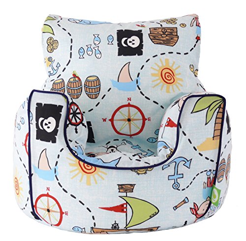 Cotton Blue Pirate Island Bean Bag Arm Chair with Beans Child / Teen size
