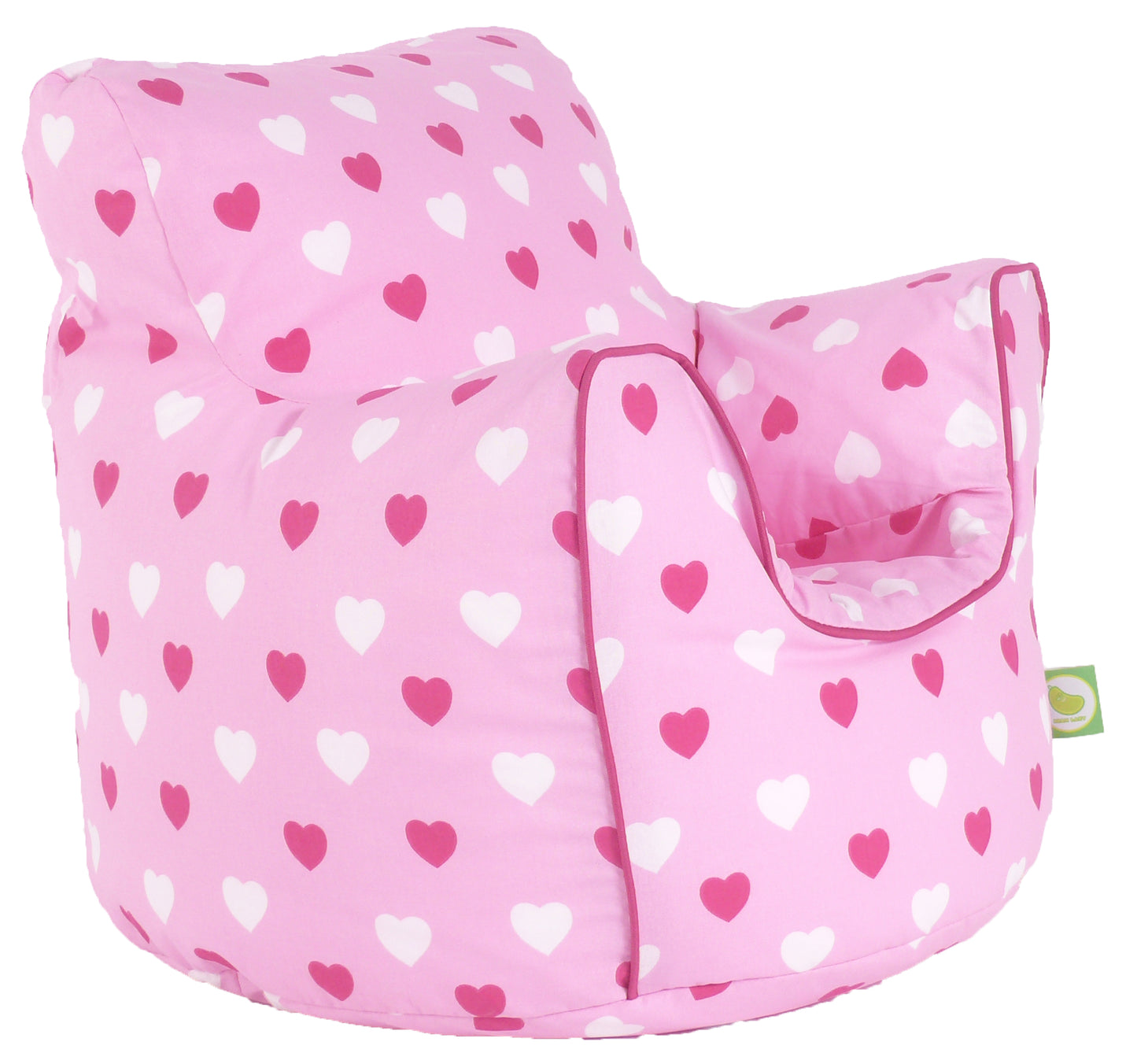 Cotton Pink Hearts Bean Bag Arm Chair with Beans Child / Teen size