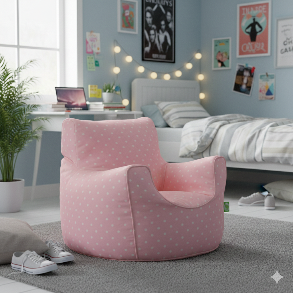 Bean Lazy Child / Teen Pink Polka Dot Bean Seat