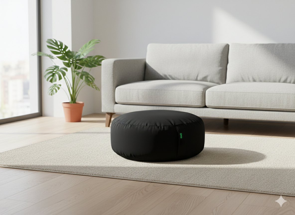 Jet Black Bean Lazy Pouffe – The Ultimate Modern Minimalist
