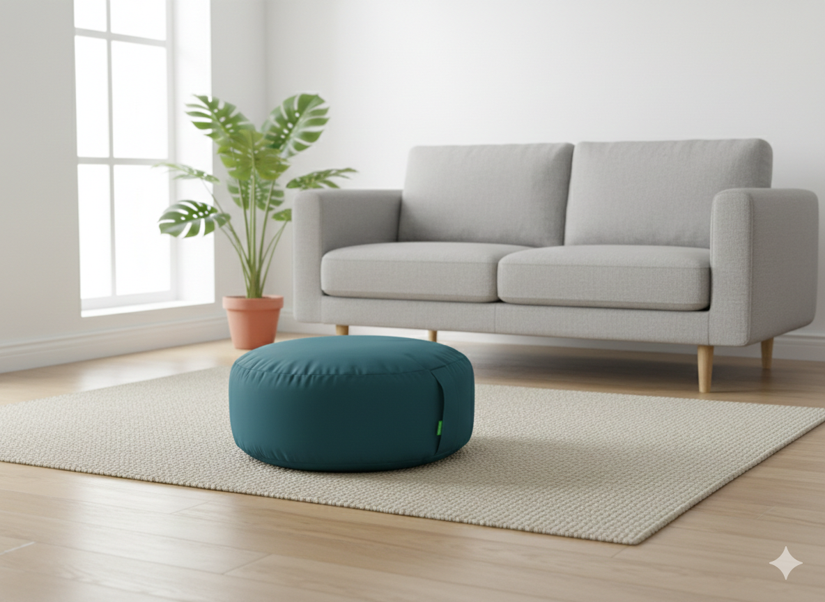 French Blue Bean Lazy Pouffe – Breezy Elegance & Coastal Calm