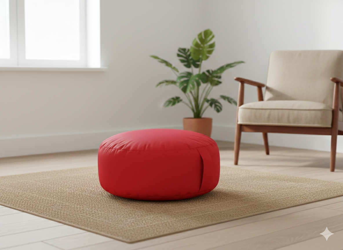 Fire Red Bean Lazy Pouffe – A Bold Statement in Comfort