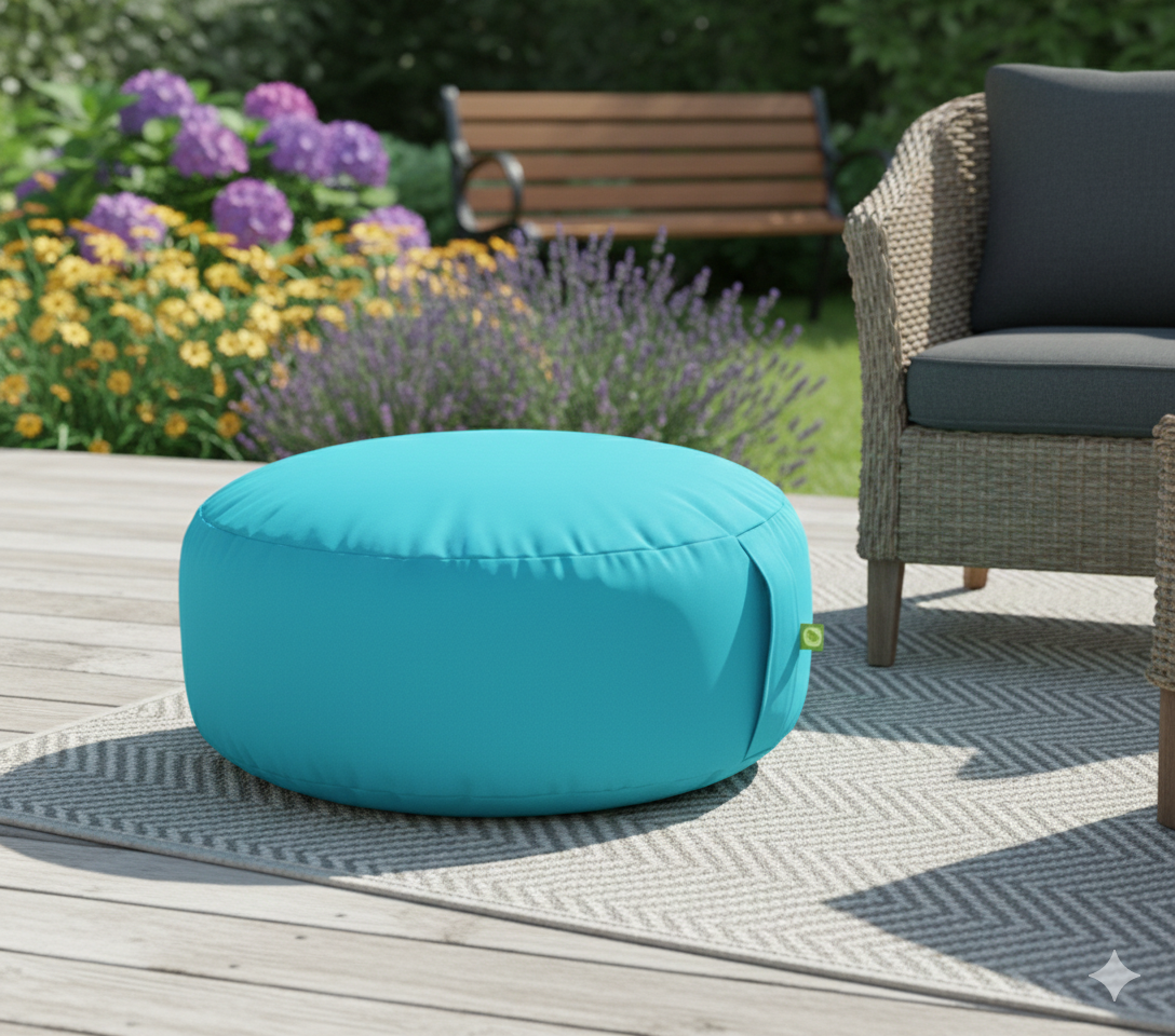 Outdoor Aqua Blue Bean Lazy Pouffe – Refreshing Poolside Comfort