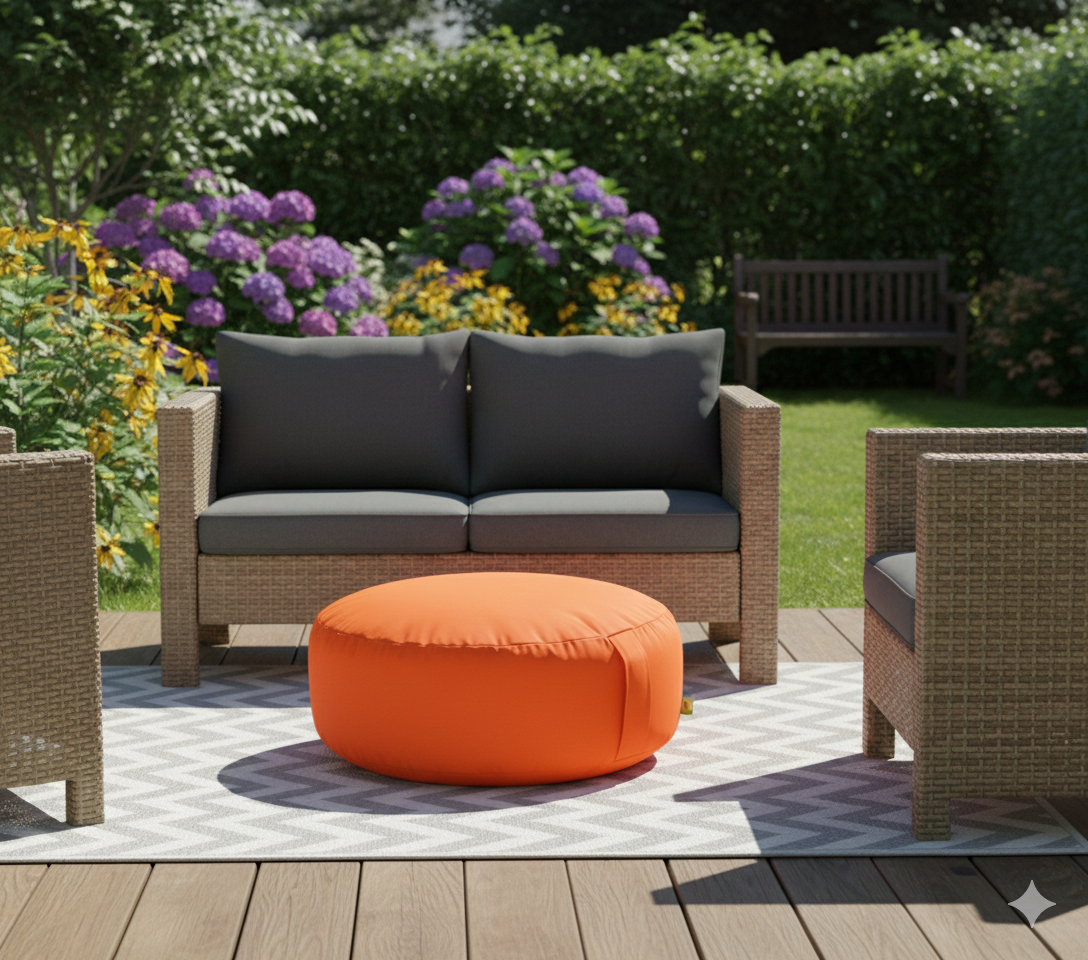 Outdoor Orange Bean Lazy Pouffe – The Ultimate Sun-Kissed Statement