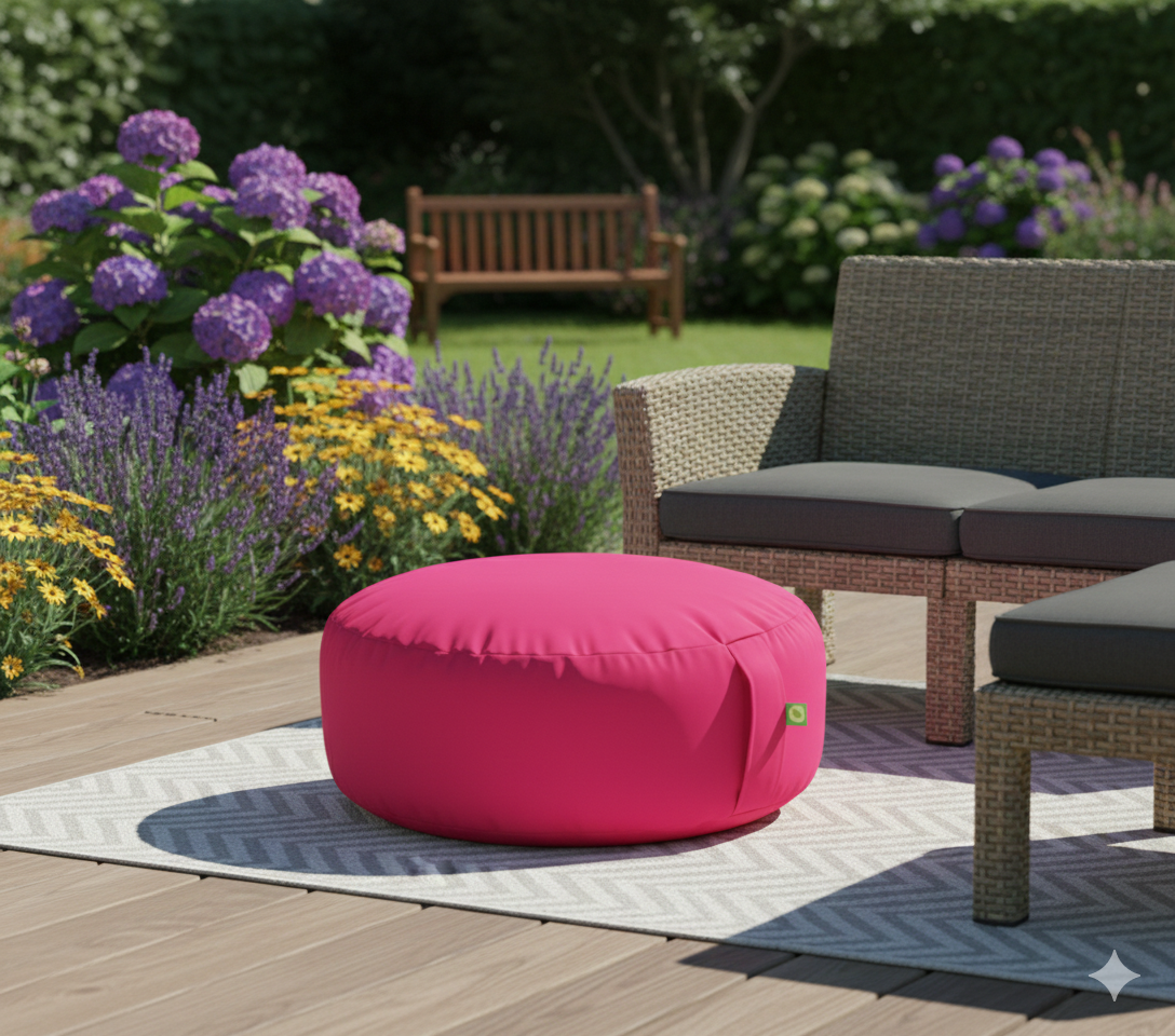 Outdoor Hot Pink Bean Lazy Pouffe – Vibrant Energy for Your Garden