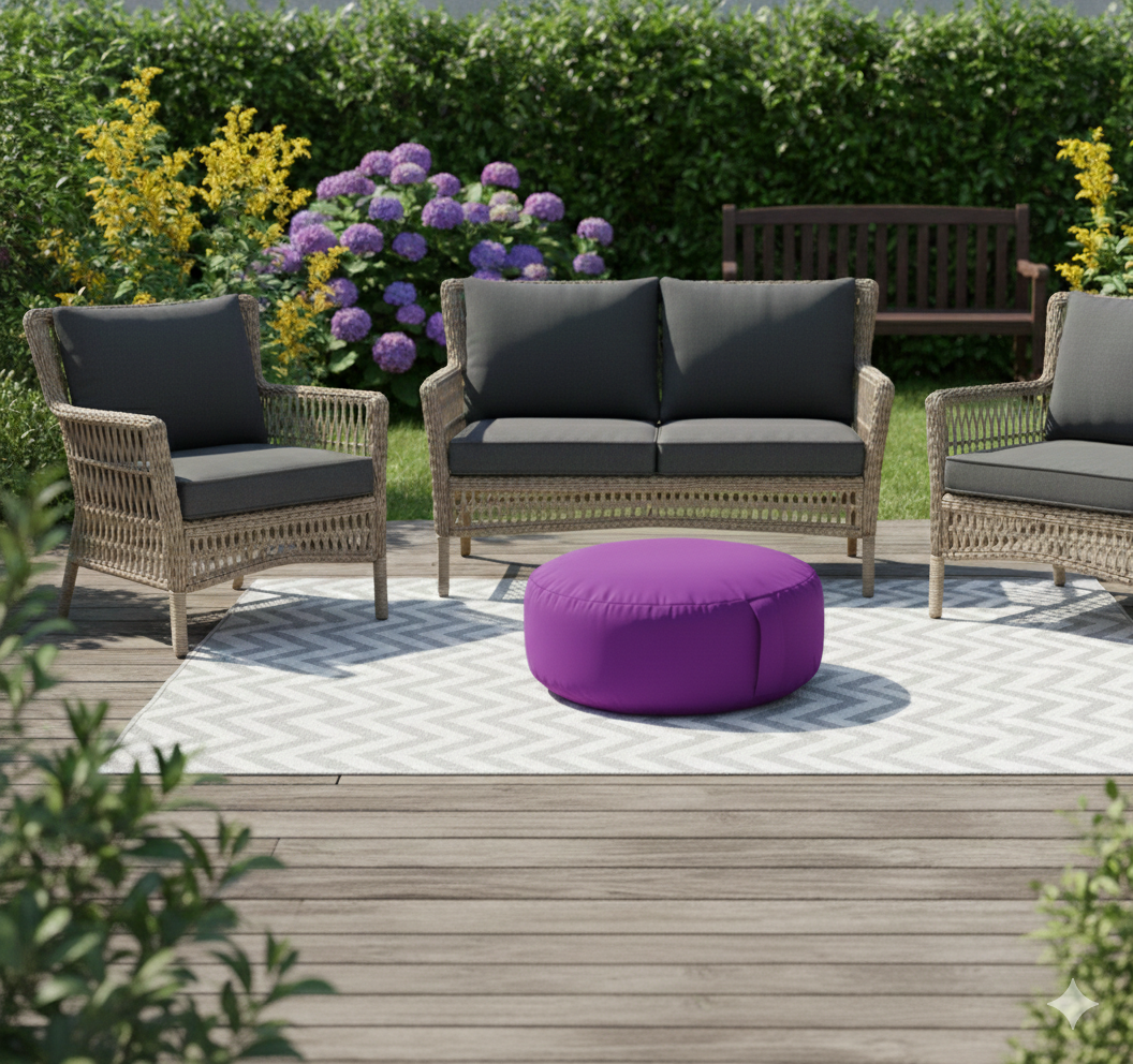 Outdoor Purple Bean Lazy Pouffe – Regal Garden Relaxation