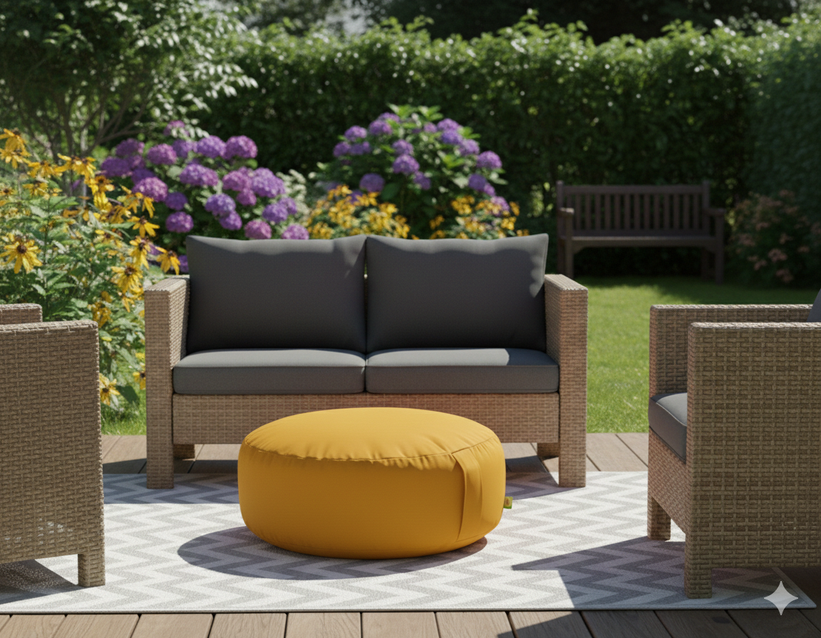 Outdoor Sunshine Yellow Bean Lazy Pouffe – Instant Summer Vibes