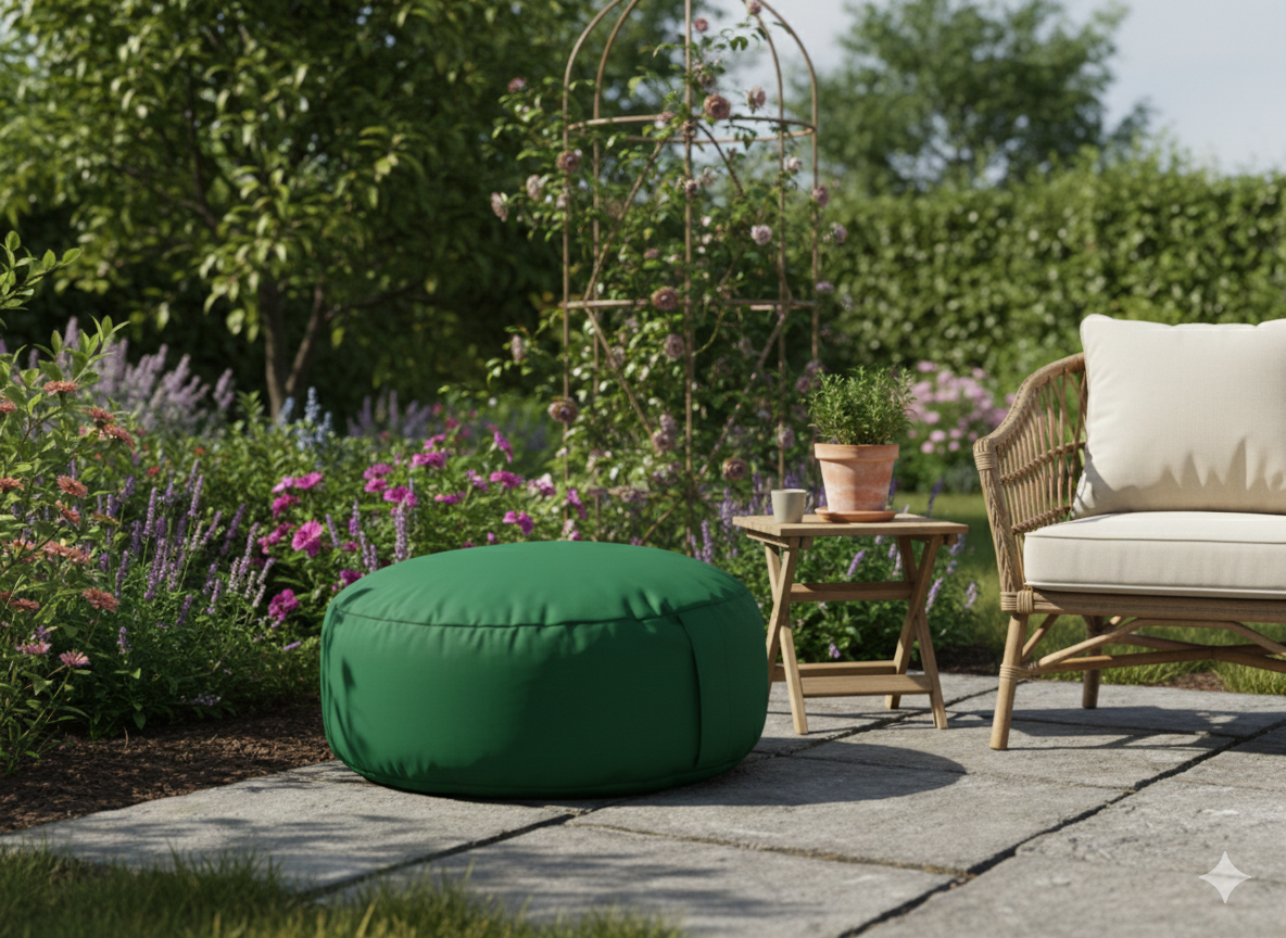 Outdoor Forest Green Bean Lazy Pouffe – Nature’s Perfect Perch