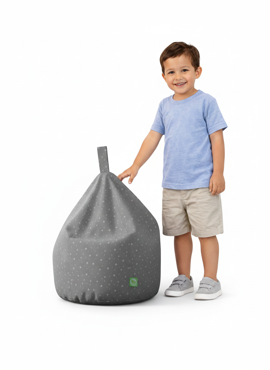 Child Size Grey Stars Cotton Bean Bag (Filled)