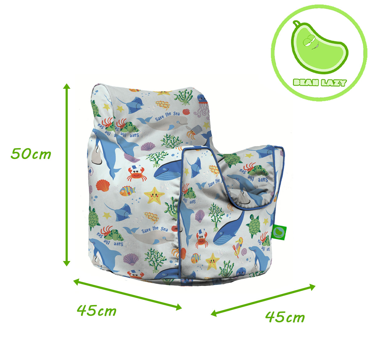 Cotton Save Our Sea Bean Bag Arm Chair Toddler Size