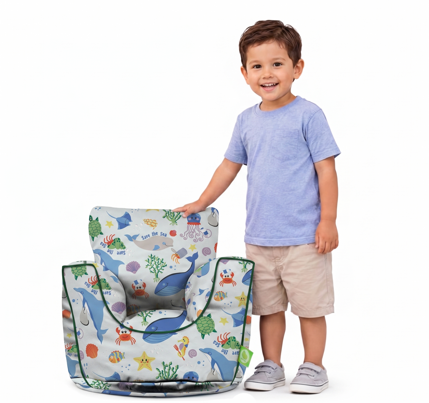 Cotton Save Our Sea Bean Bag Arm Chair Toddler Size