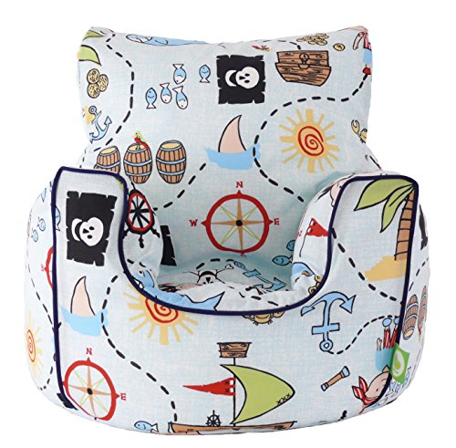 Cotton Blue Pirate Island Bean Bag Arm Chair Toddler Size