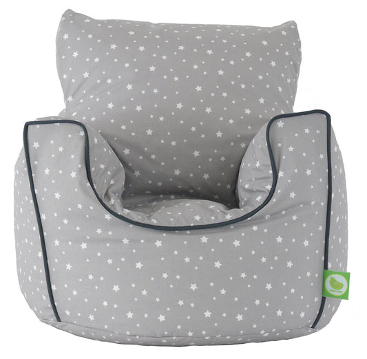 Cotton Grey Stars Bean Bag Arm Chair Toddler Size