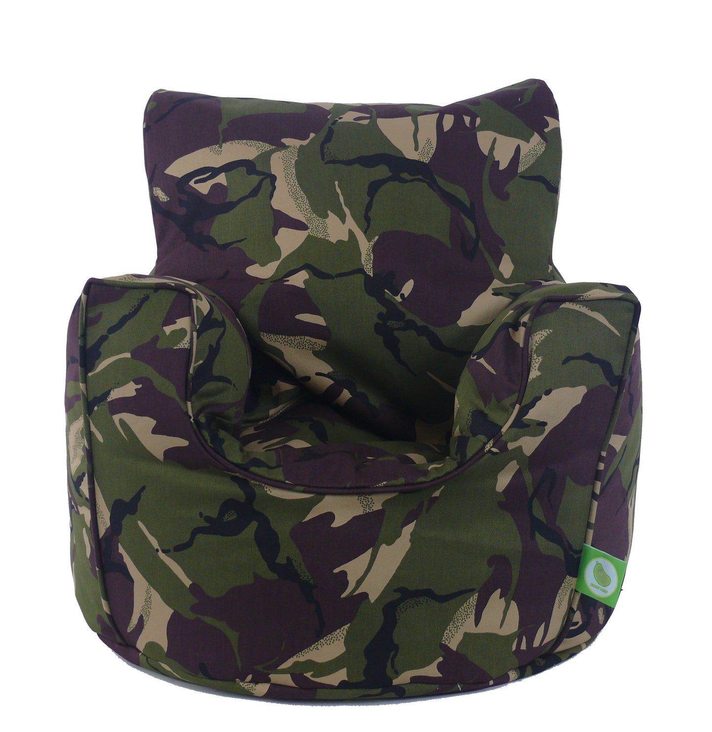 Cotton Green Army Camo Bean Bag Arm Chair with Beans Child / Teen size