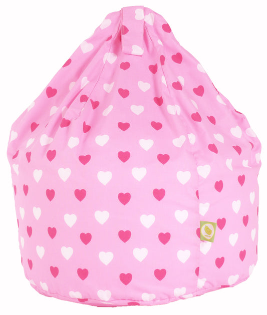 Cotton Pink Hearts Bean Bag Large Size