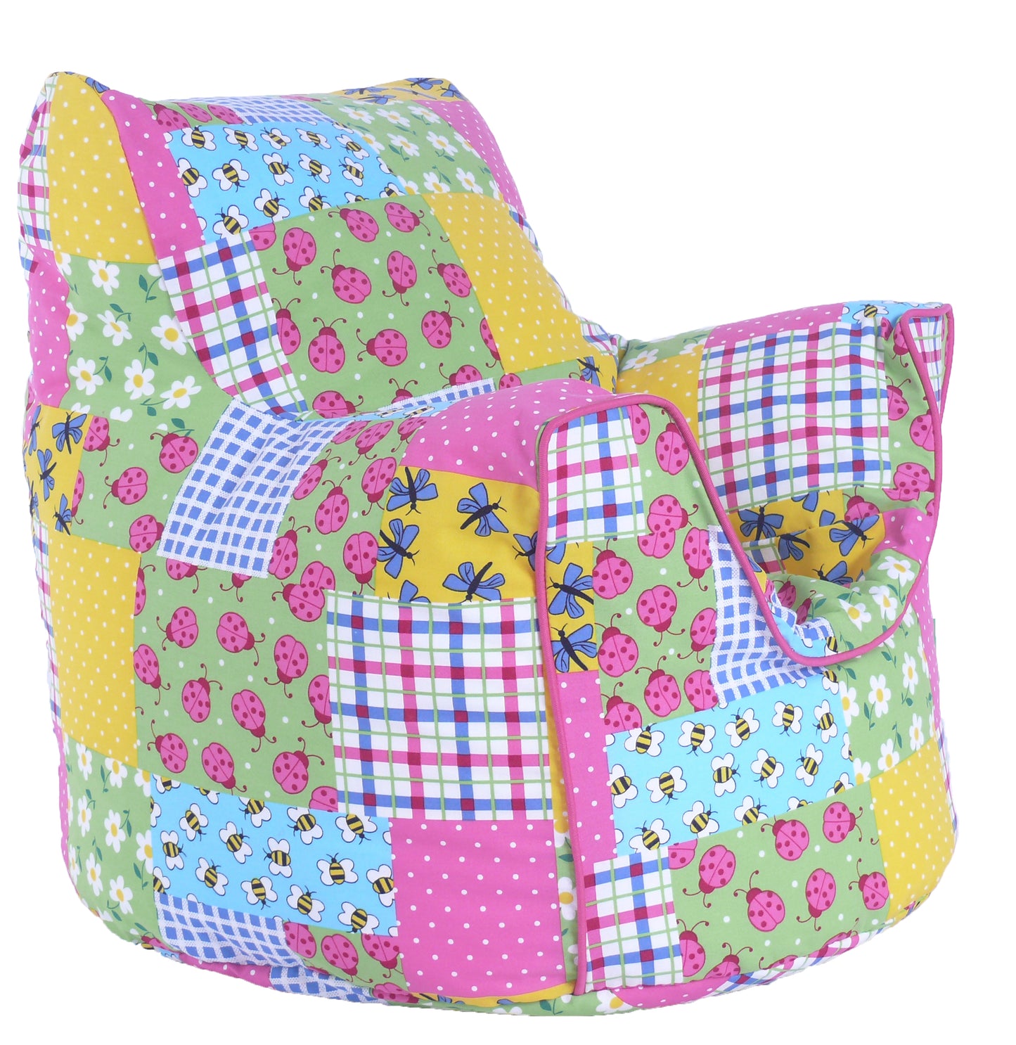 Cotton Patchwork Ladybird Bean Bag Arm Chair Toddler Size