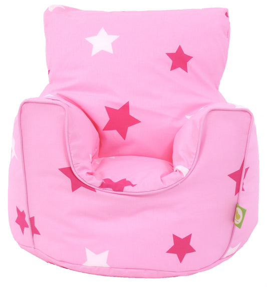 Cotton Pink Stars Bean Bag Arm Chair Toddler Size