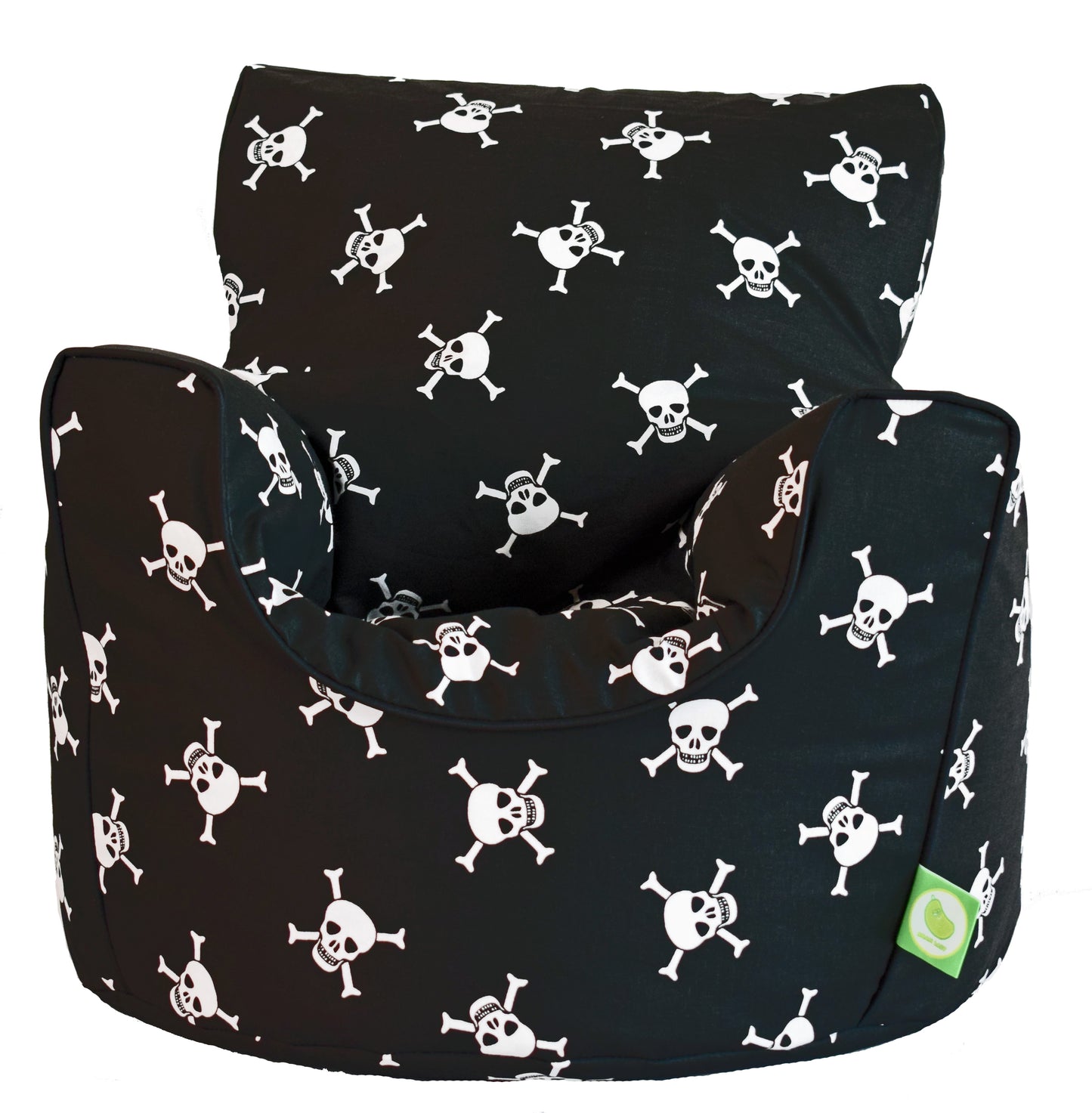 Cotton Black Pirate Skull and Cross Bones Bean Bag Arm Chair Toddler Size
