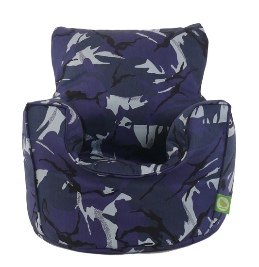 Cotton Blue Urban Camo Bean Bag Arm Chair with Beans Child / Teen size